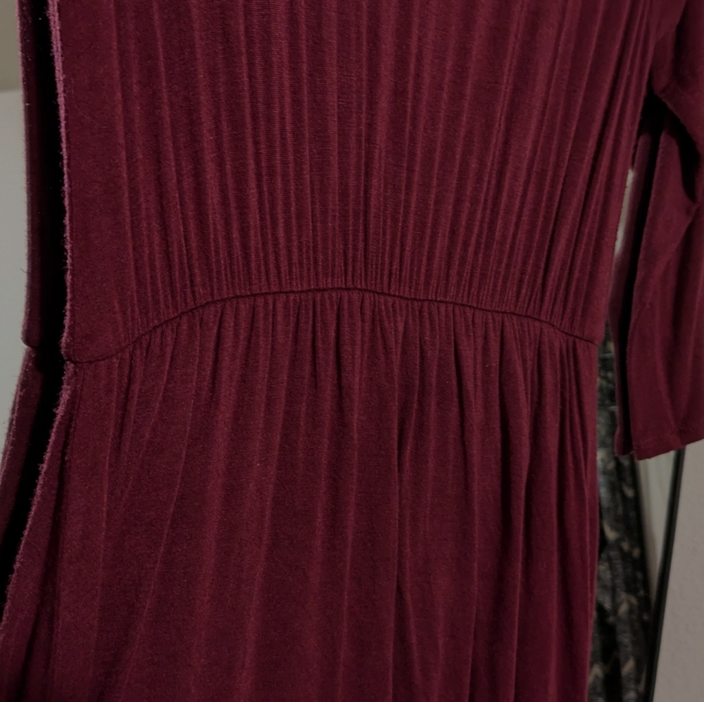 Burgundy Ruffle Maxi Dress - Picture 3 of 4
